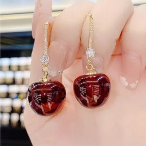 Brand New Dark Cherry and Diamond earrings